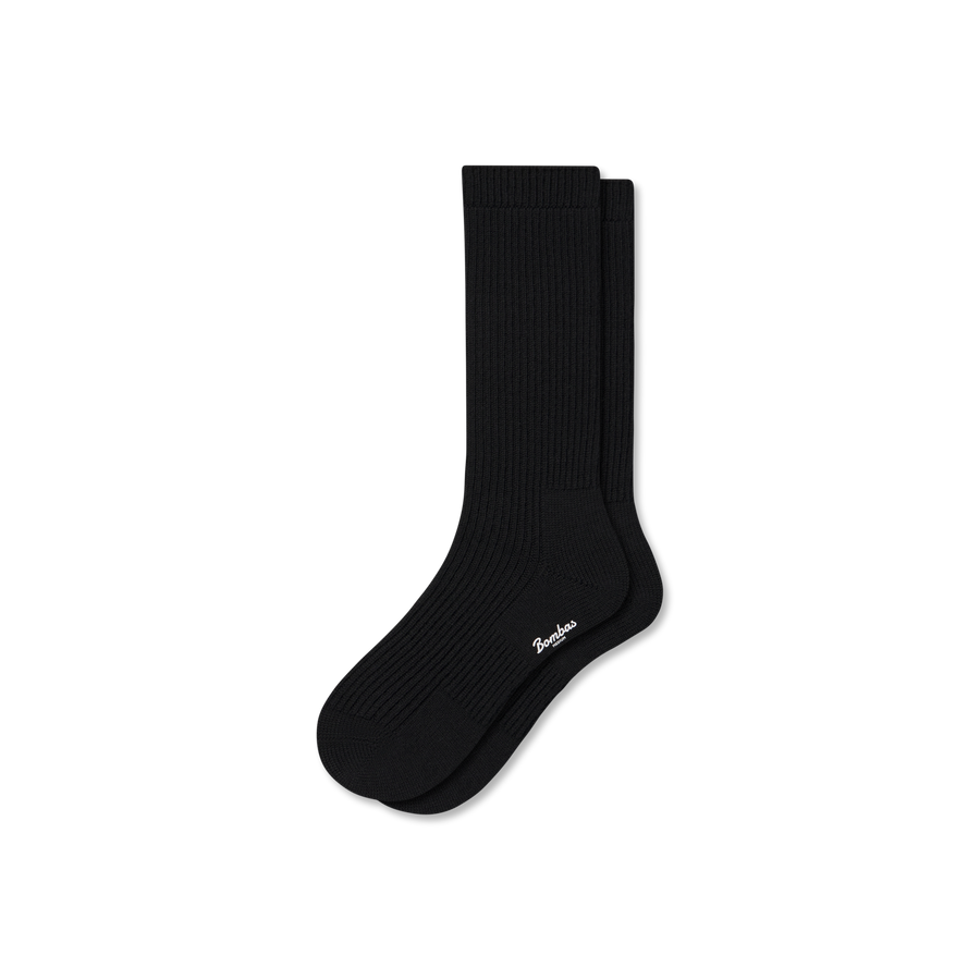 Men's Merino Cashmere Blend Fine Rib Calf Socks - Cushion Crew Rotation