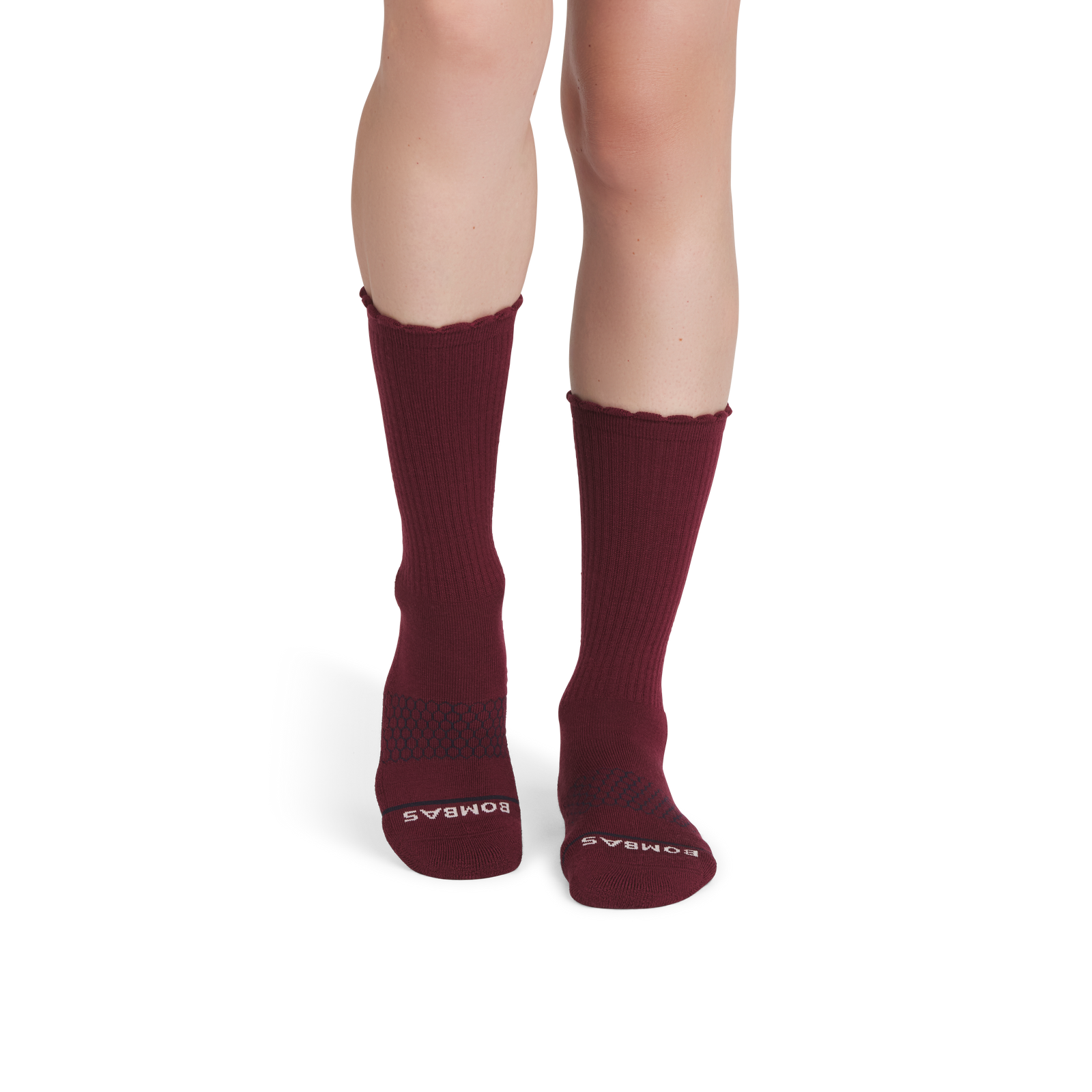 Merino Wool Blend Calf Socks - burgundy WO1 [10041]