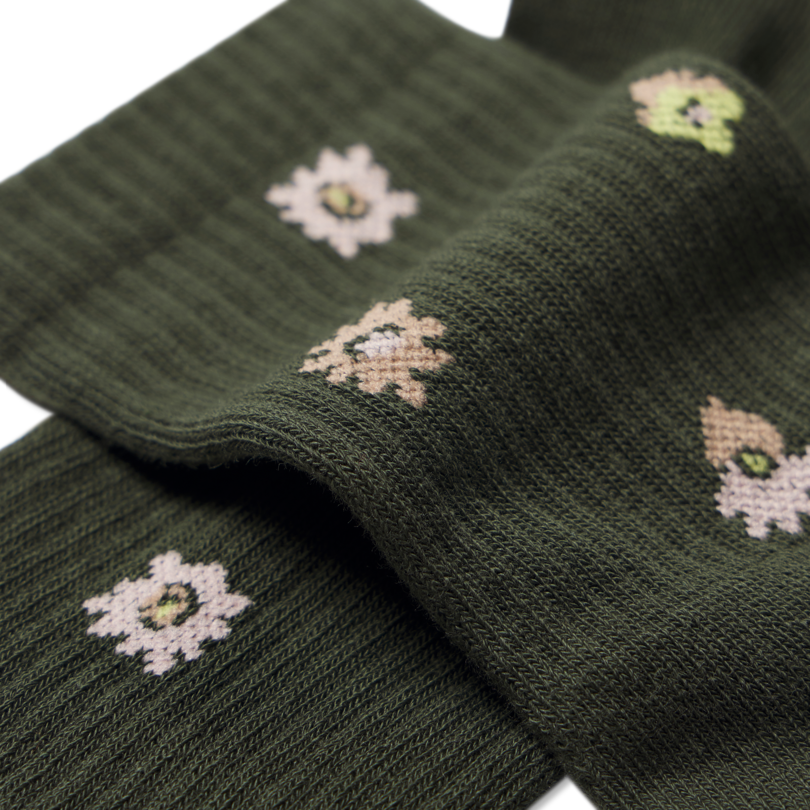 Women’s Garden Party Half Calf Sock -midnight olive Detail [10149]