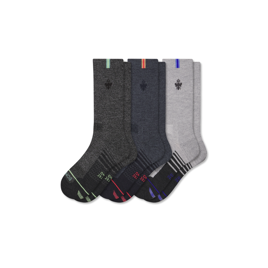 Men's Merino Wool Blend Run Calf Sock 3-Pack - Trail Shift Rotation