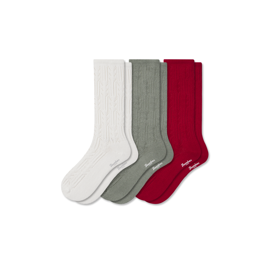 Women’s Pointelle Calf Sock 3-Pack - Soft Court Step