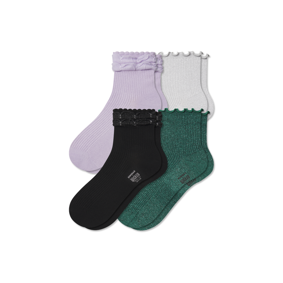 Wicked x Bombas Ruffle Quarter Sock 4-Pack - Comfort Run Wear