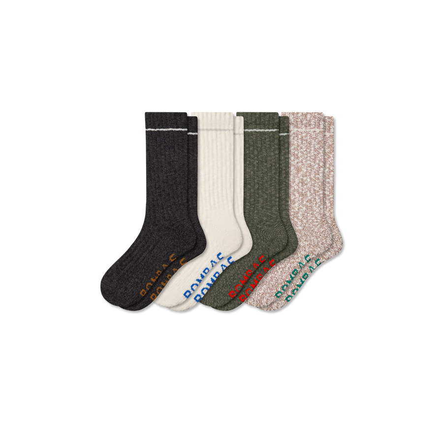 Men's Chunky Ragg Calf Sock 4-Pack - Everyday Lounge Cushion