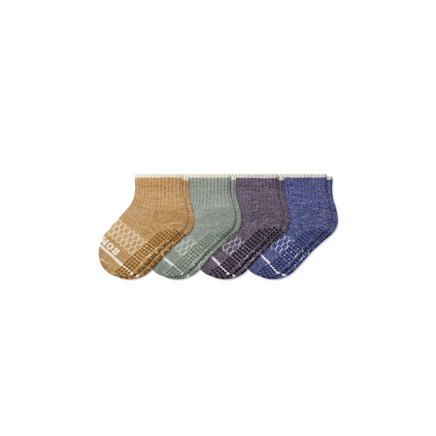 Toddler Merino Wool Blend Gripper Calf Sock 4-Pack - Easy Shift Support