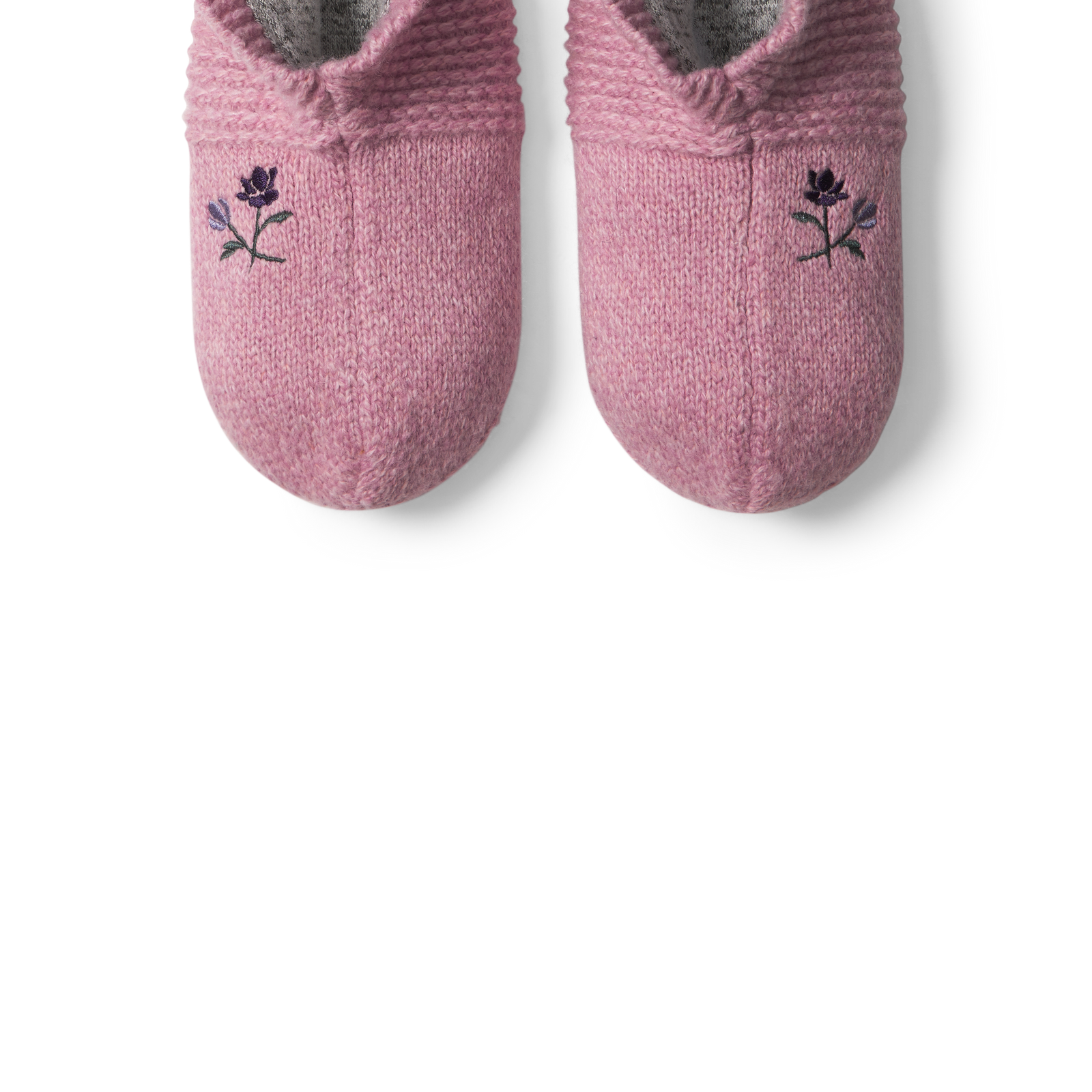 Youth Rose Embroidered Gripper Slipper - Dried Rose Detail [10283]