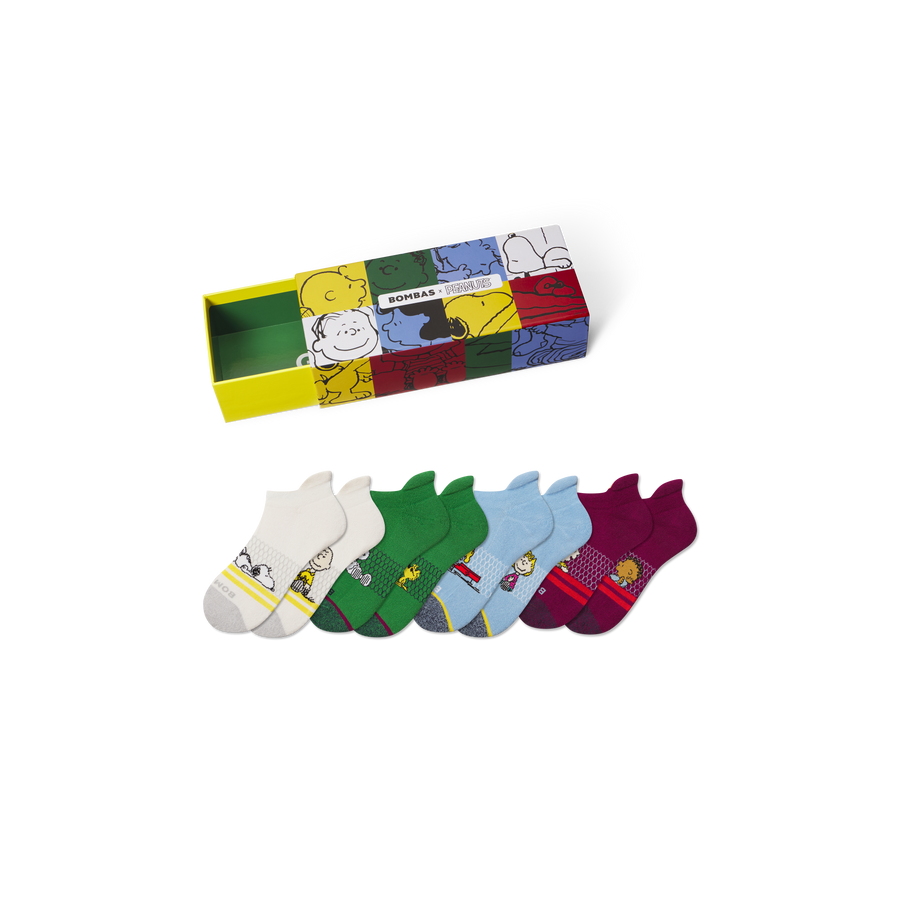 Peanuts x Bombas: Youth Ankle Sock 4-Pack Gift Box - Carry Utility Setup
