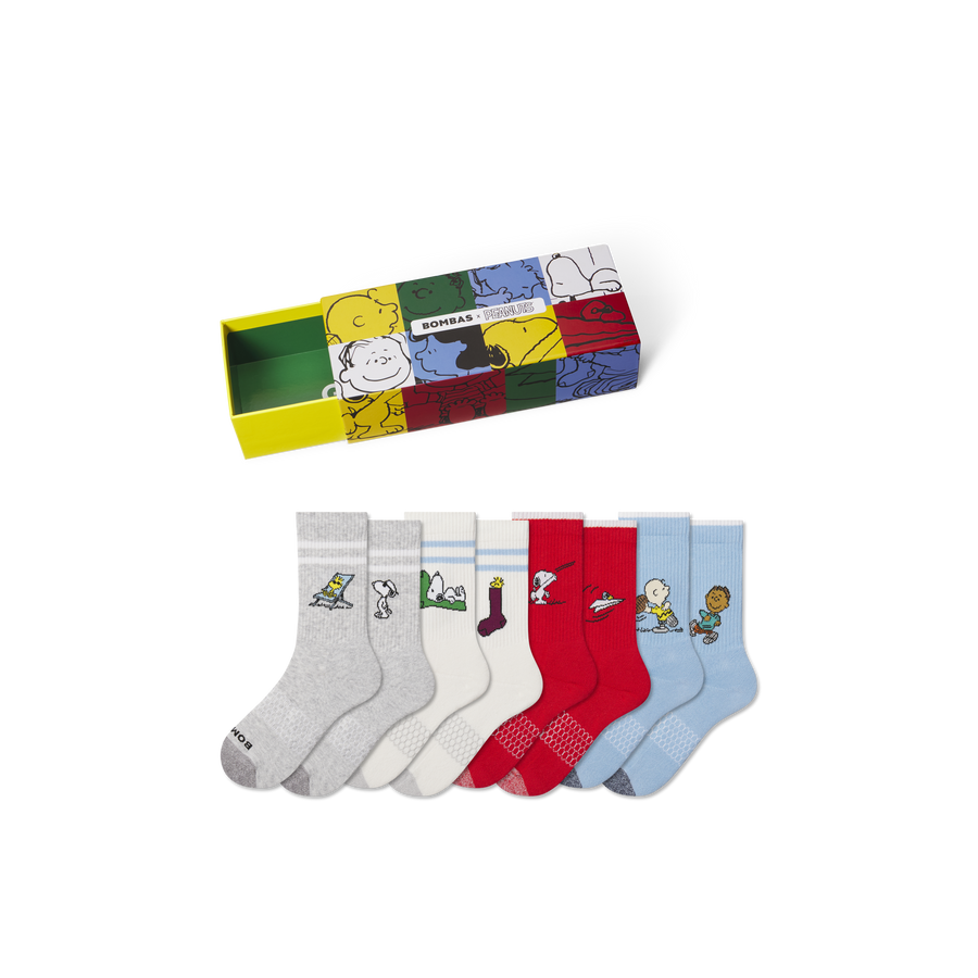 Peanuts x Bombas: Youth Calf Sock 4-Pack Gift Box - Weekend Stash Storage