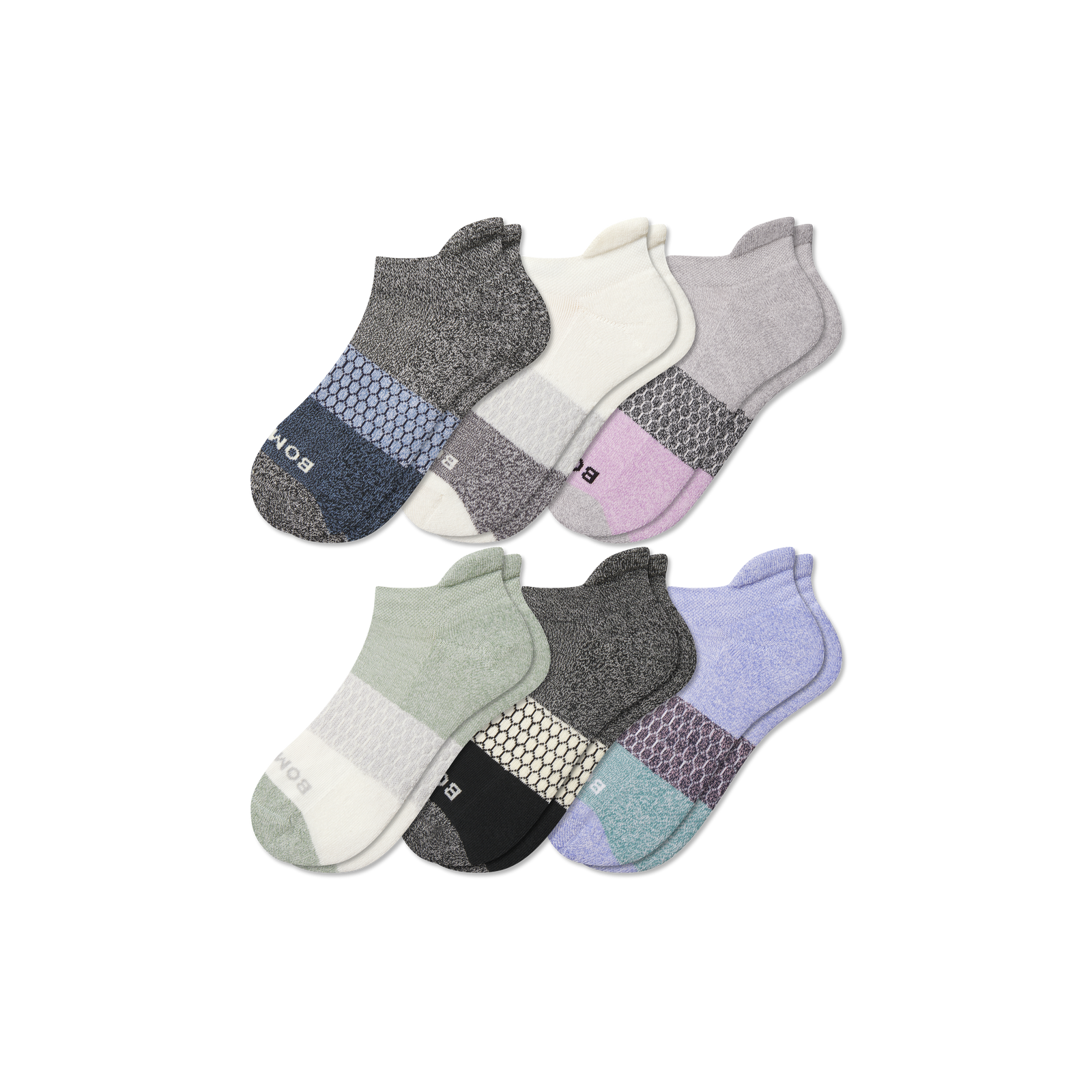 Youth Tri-Block Ankle Sock 6-Pack - charcoal sage mix L [10314]