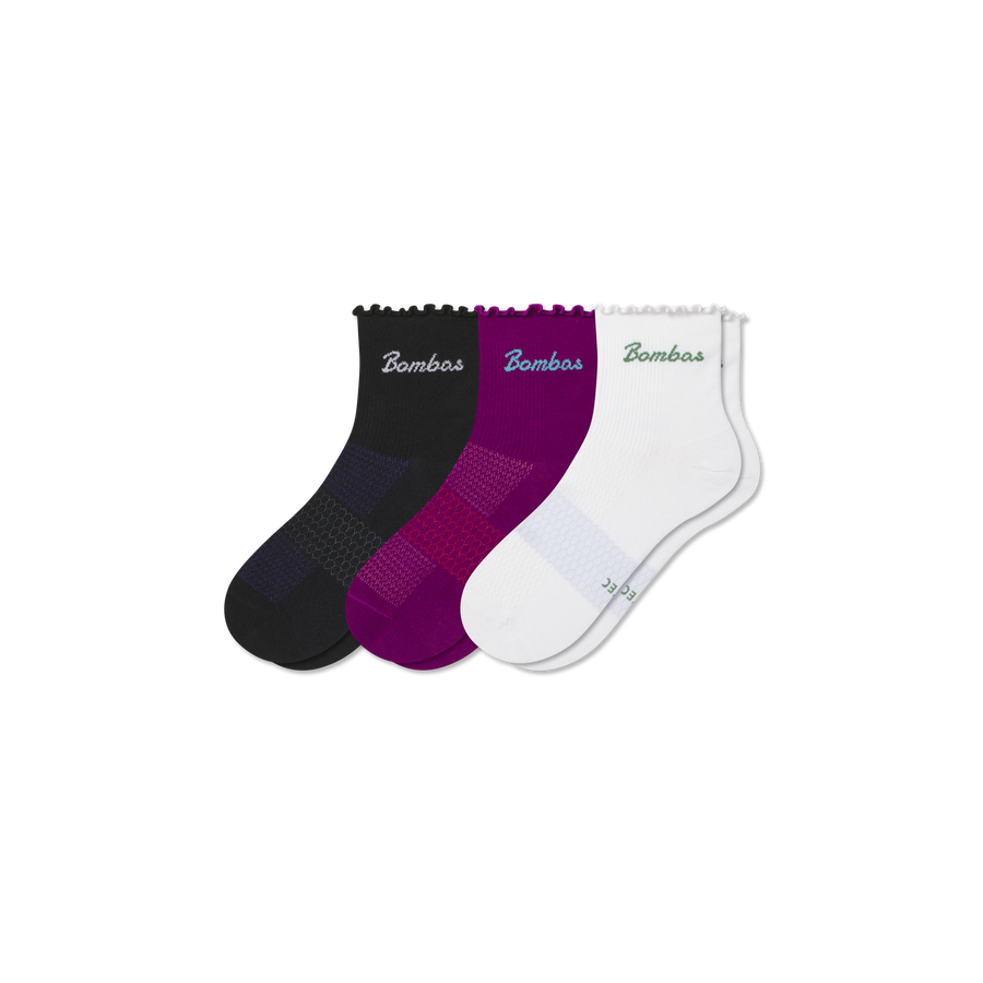 Women’s UltraLite Ruffle Sport Quarter Sock 3-Pack - Easy Wear