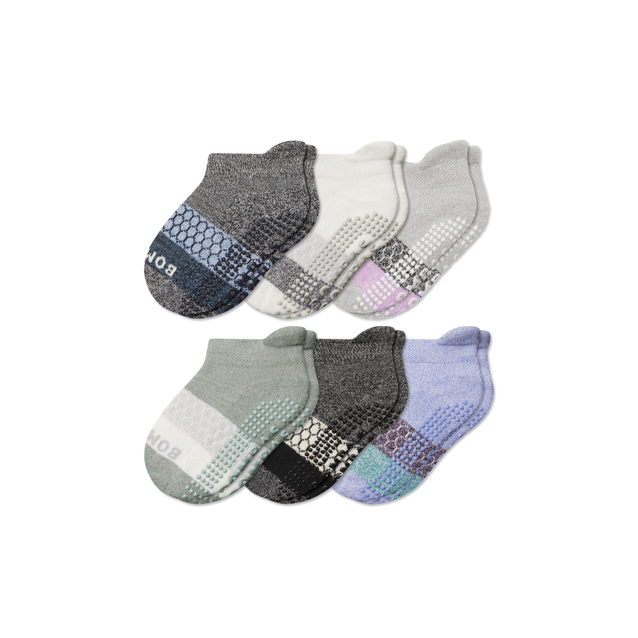 Toddler Tri-Block Gripper Ankle Sock 6-Pack - Active Everyday Fit
