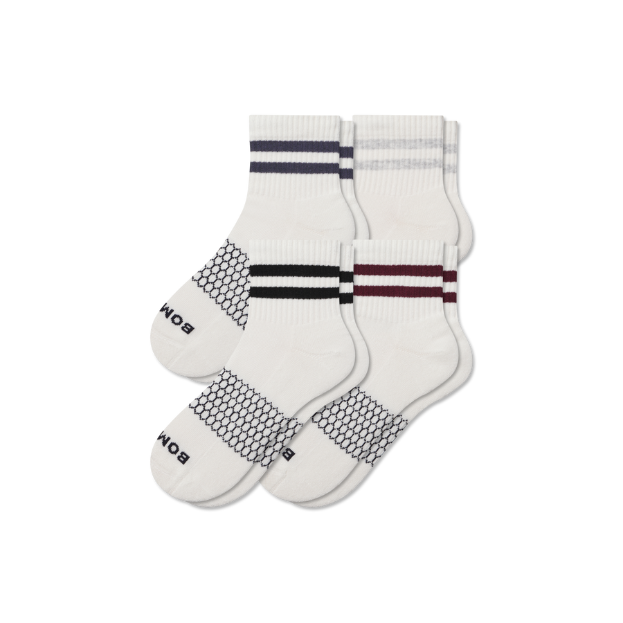 Men's Vintage Stripes Quarter Sock 4-Pack - Run No Show Step