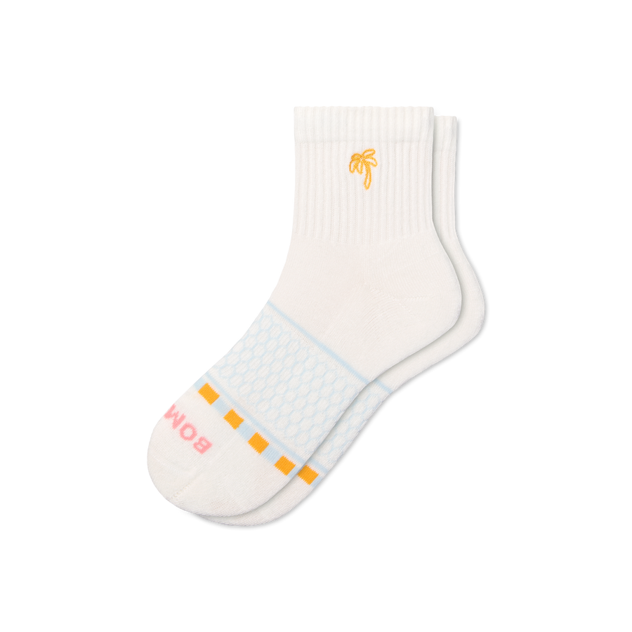 Women's Beach Day Embroidered Quarter Socks - Modern Trail Rotation