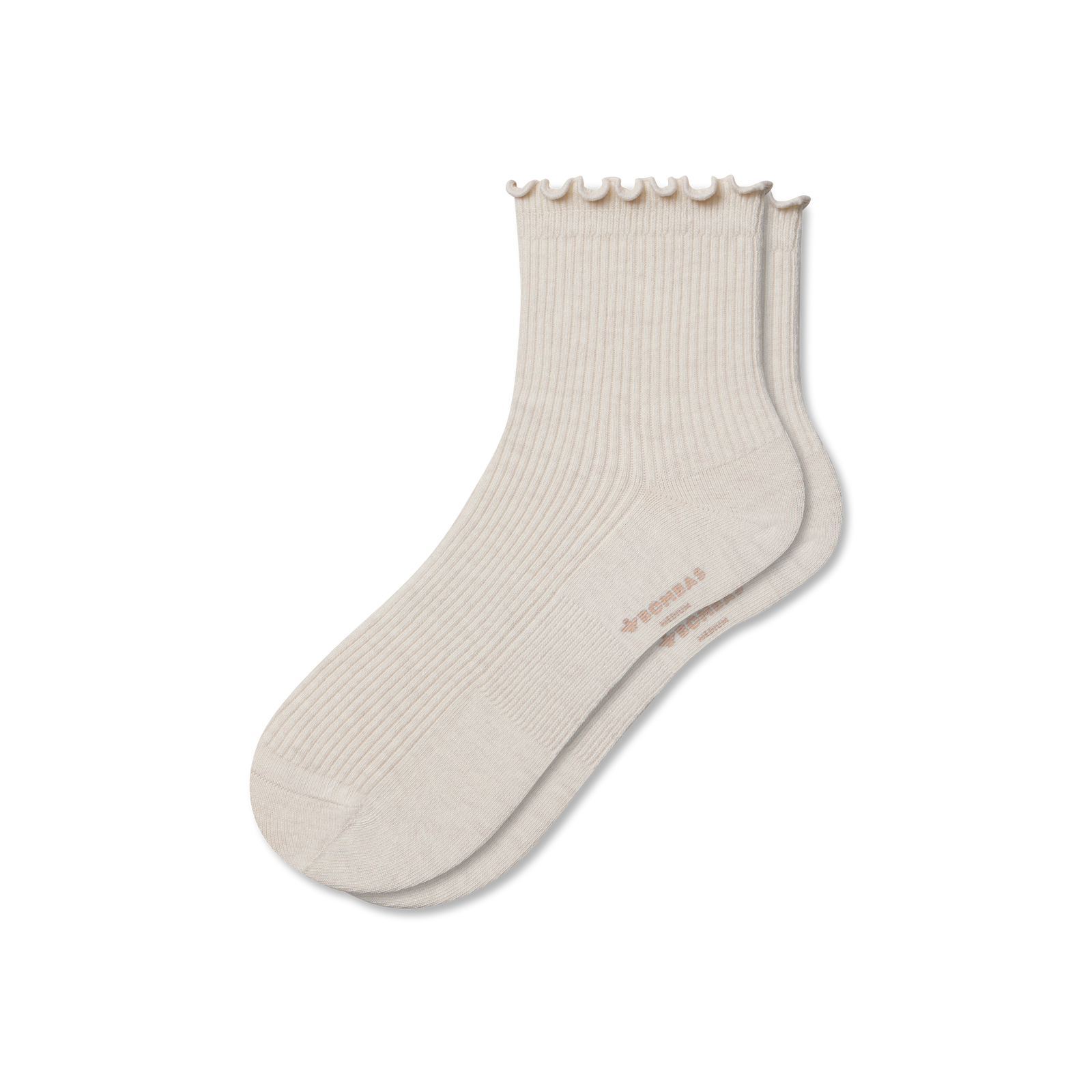 Ruffle Rib Quarter Socks - sand heather L [10500]