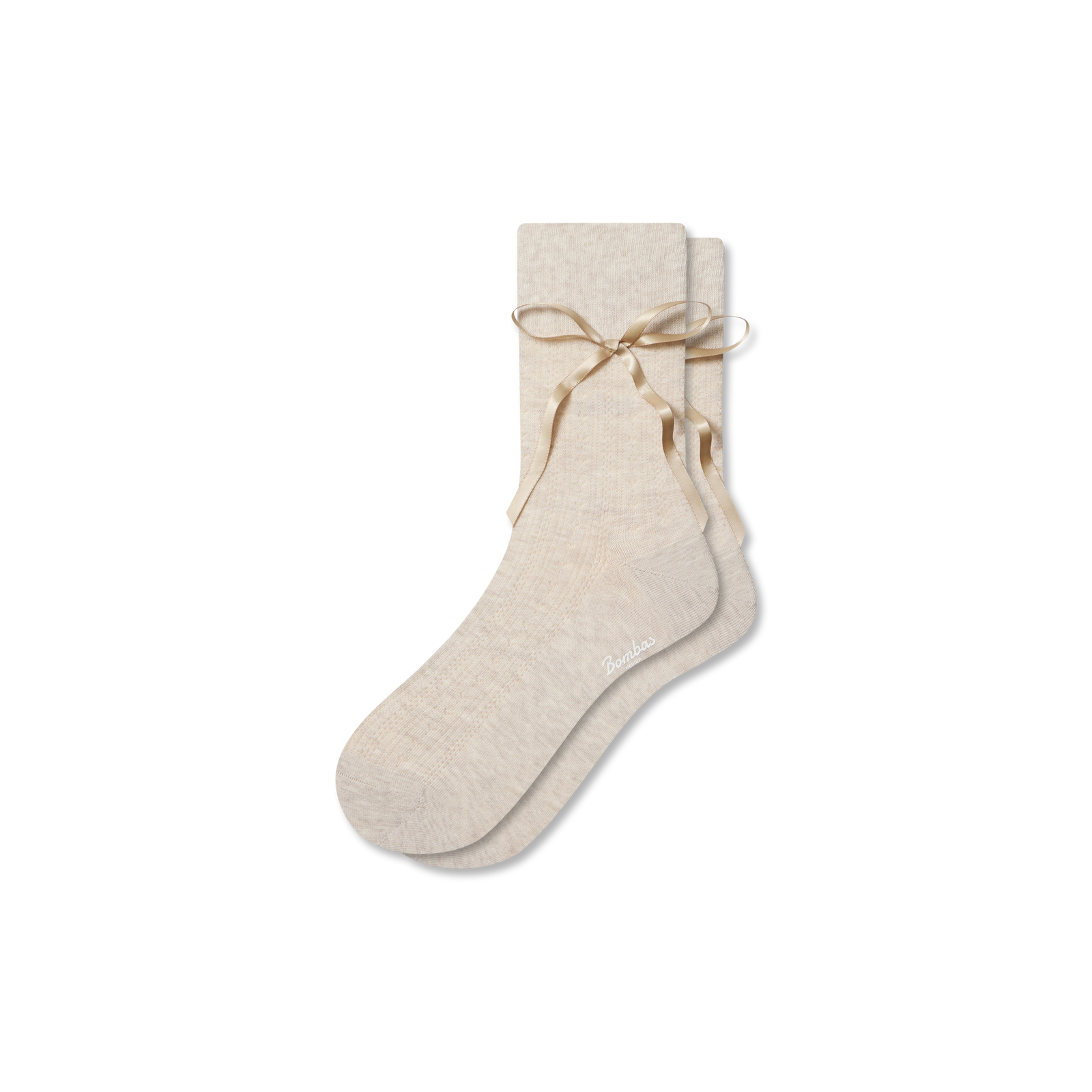 Lightweight Bow Half Calf Socks - sandy heather L [10514]
