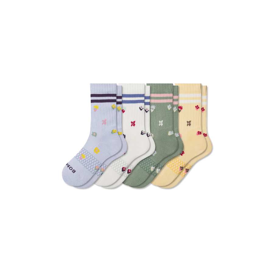 Youth Garden Party Calf Sock 4-Pack - Outdoor Court Comfort