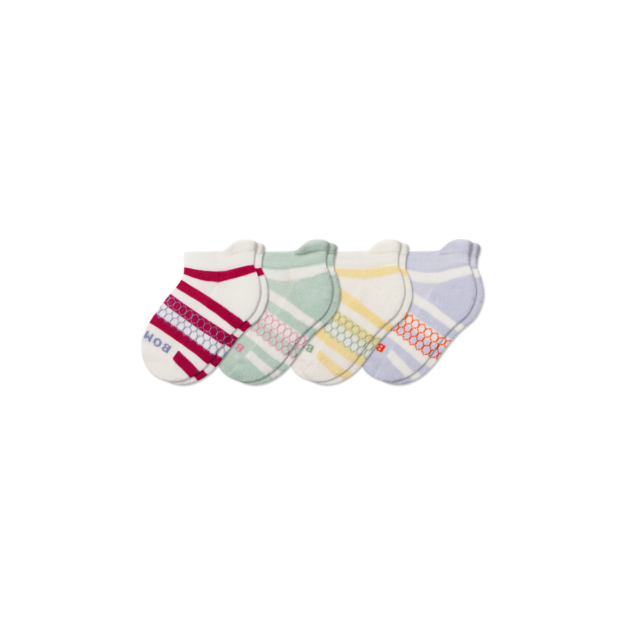 Junior Stripes Ankle Sock 4-Pack - Breathable Low Cut Pair