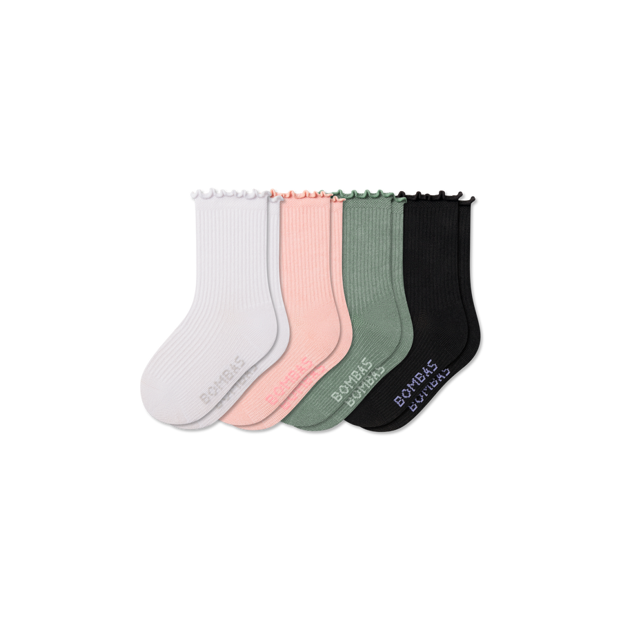 Junior Ruffle Rib Calf Sock 4-Pack - Active Lounge Cushion