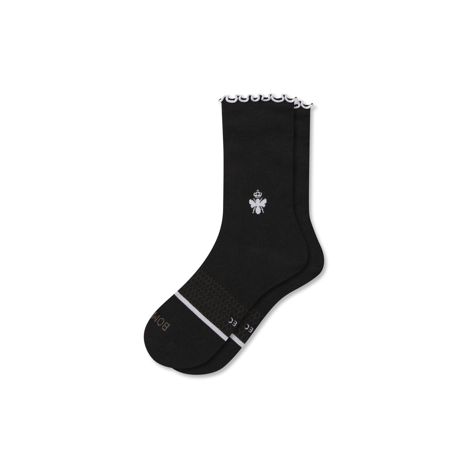 Ruffle Athletic Half Calf Socks - black L [10942]