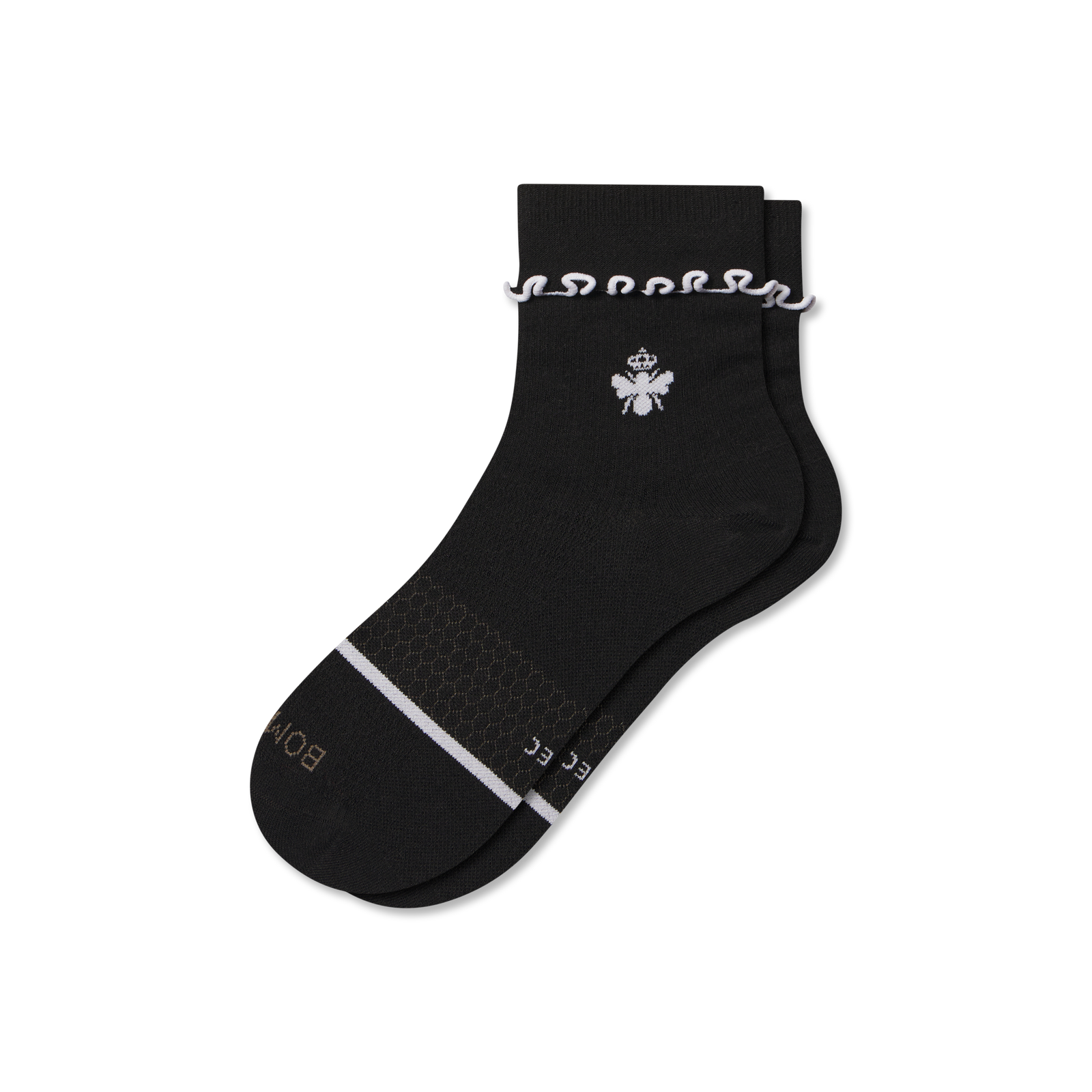 Ruffle Athletic Half Calf Socks - black L2 [10942]