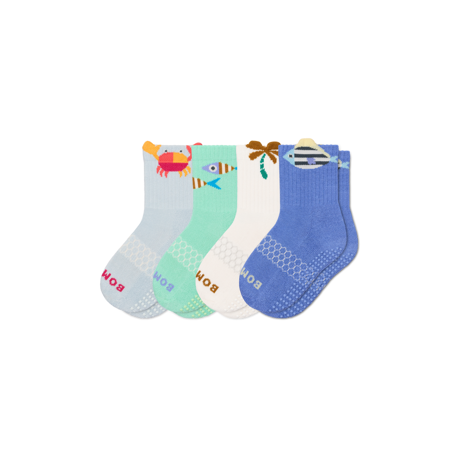 Junior Seaside Gripper Calf Sock 4-Pack - Modern School Step