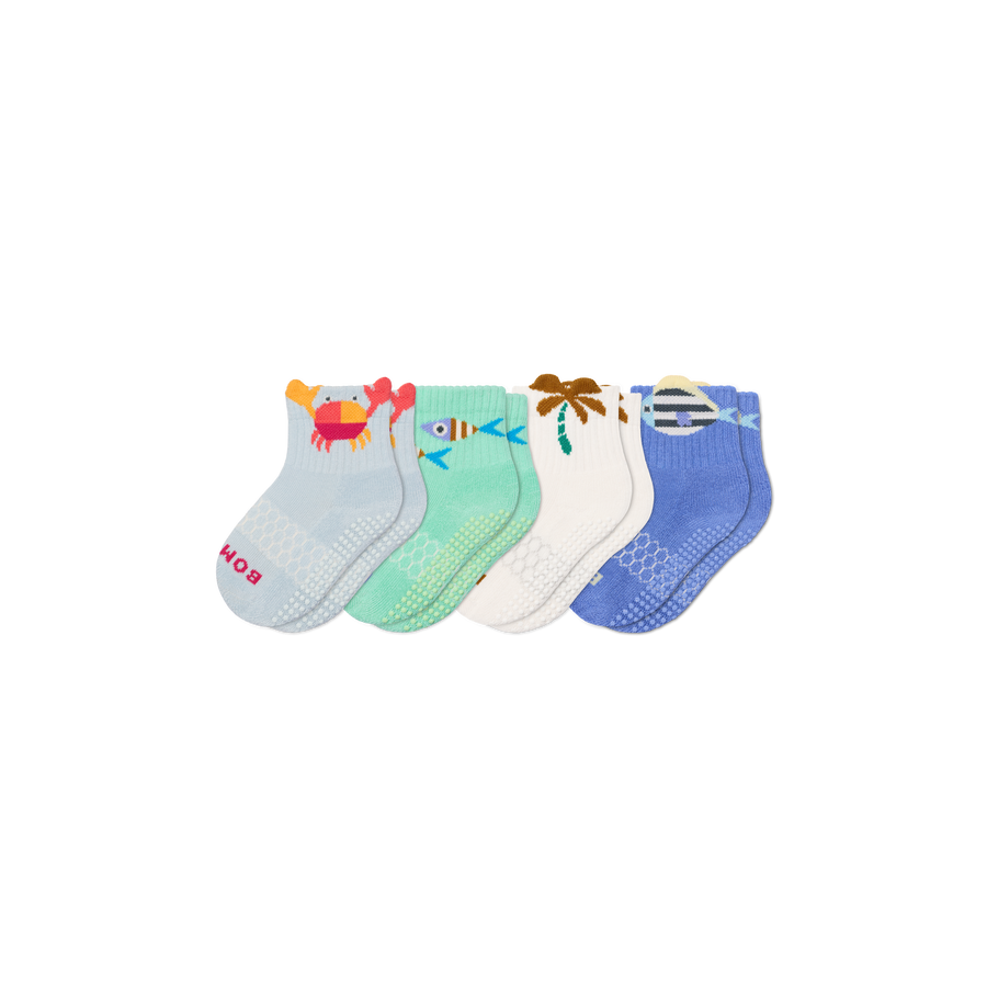 Toddler Seaside Gripper Calf Sock 4-Pack - Trail Recovery Move