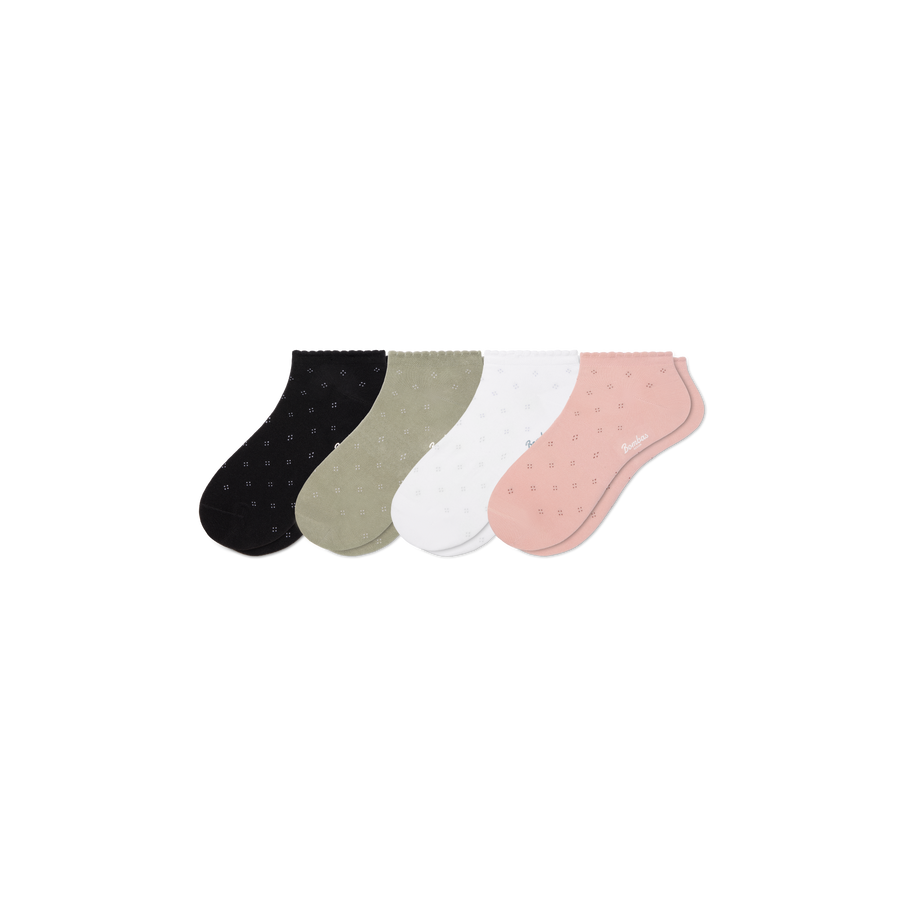 Women’s Scallop Lightweight Ankle Sock 4-Pack - Modern Court Cushion