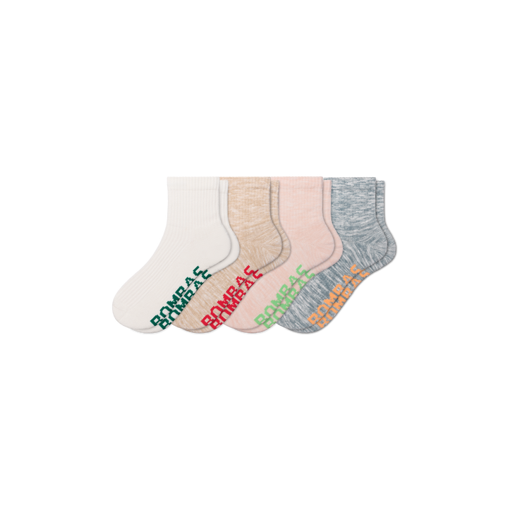 Summer Slub Quarter Socks - Pink Fawn Mix L [11240]
