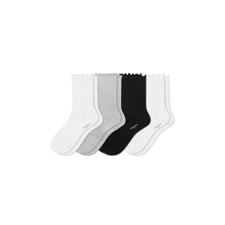 Women's Ruffle Rib Half Calf Sock 4-Pack - Daily Home Cushion