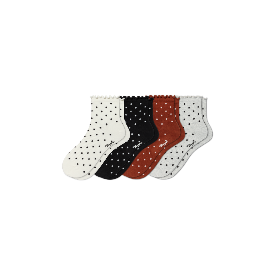 Women's Ruffle Rib Quarter Sock 4-Pack - Trail School Support