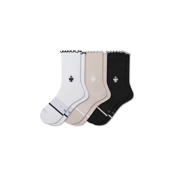 Ruffle Athletic Half Calf Socks - mixed L [11332]