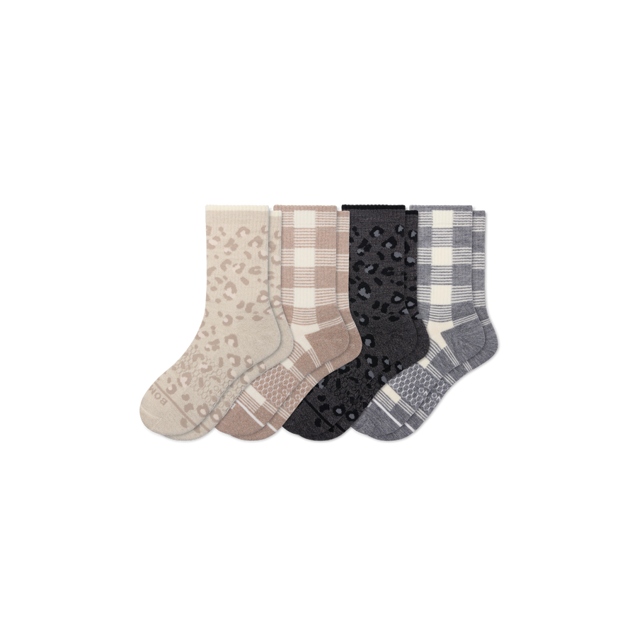 Women's Merino Wool Blend Half Calf Sock 4-Pack - Smooth Low Cut Support