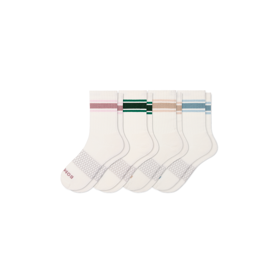 Women's Vintage Stripes Half Calf Sock 4-Pack - Cushion School Step