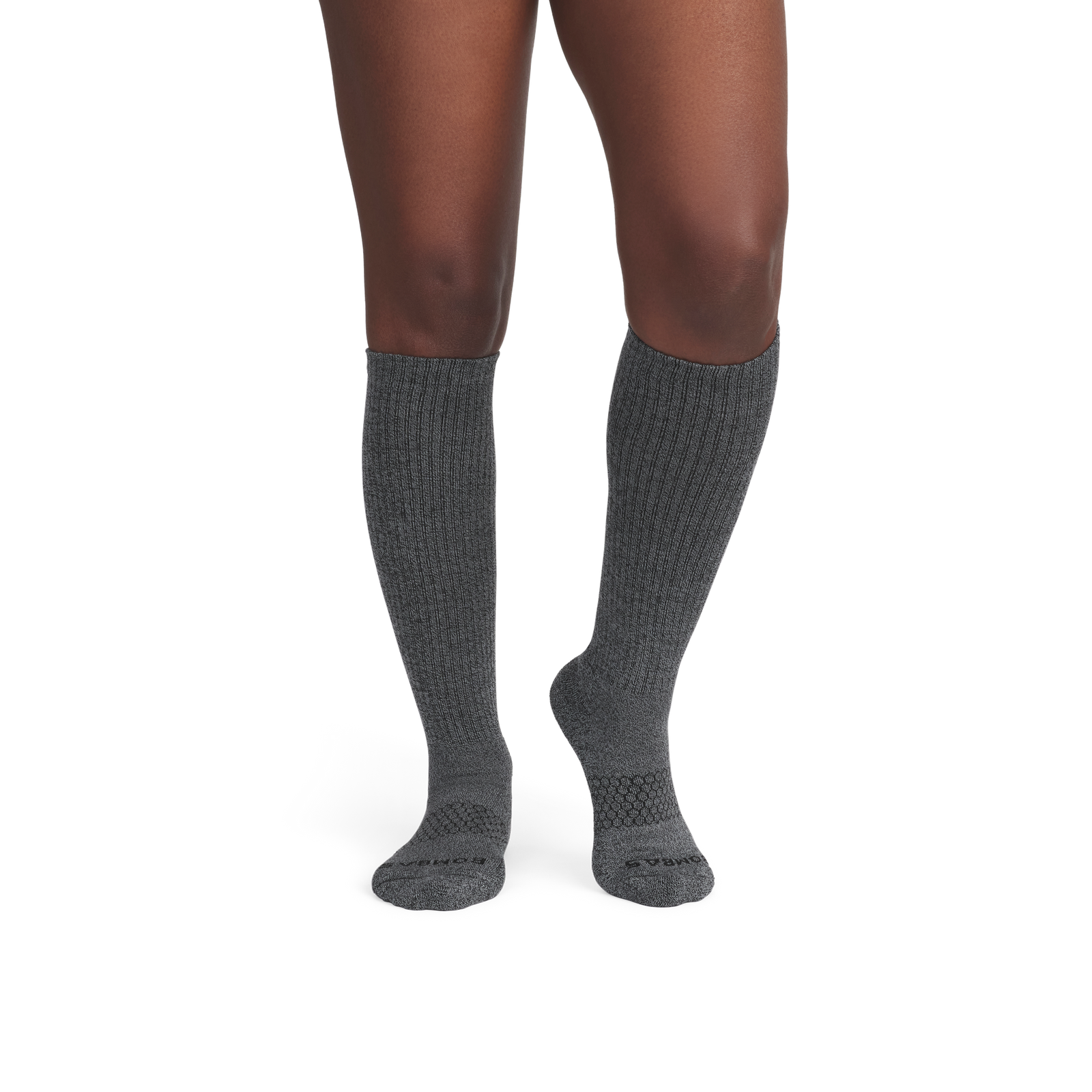 Marl Knee High Socks - Black / Dark Grey WO1 [3933]