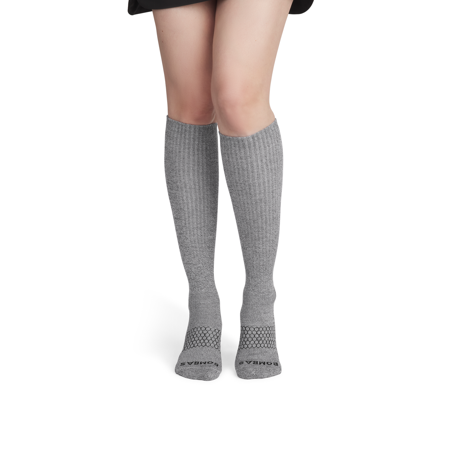 Marl Knee High Socks - Charcoal / White WO1 [3933]