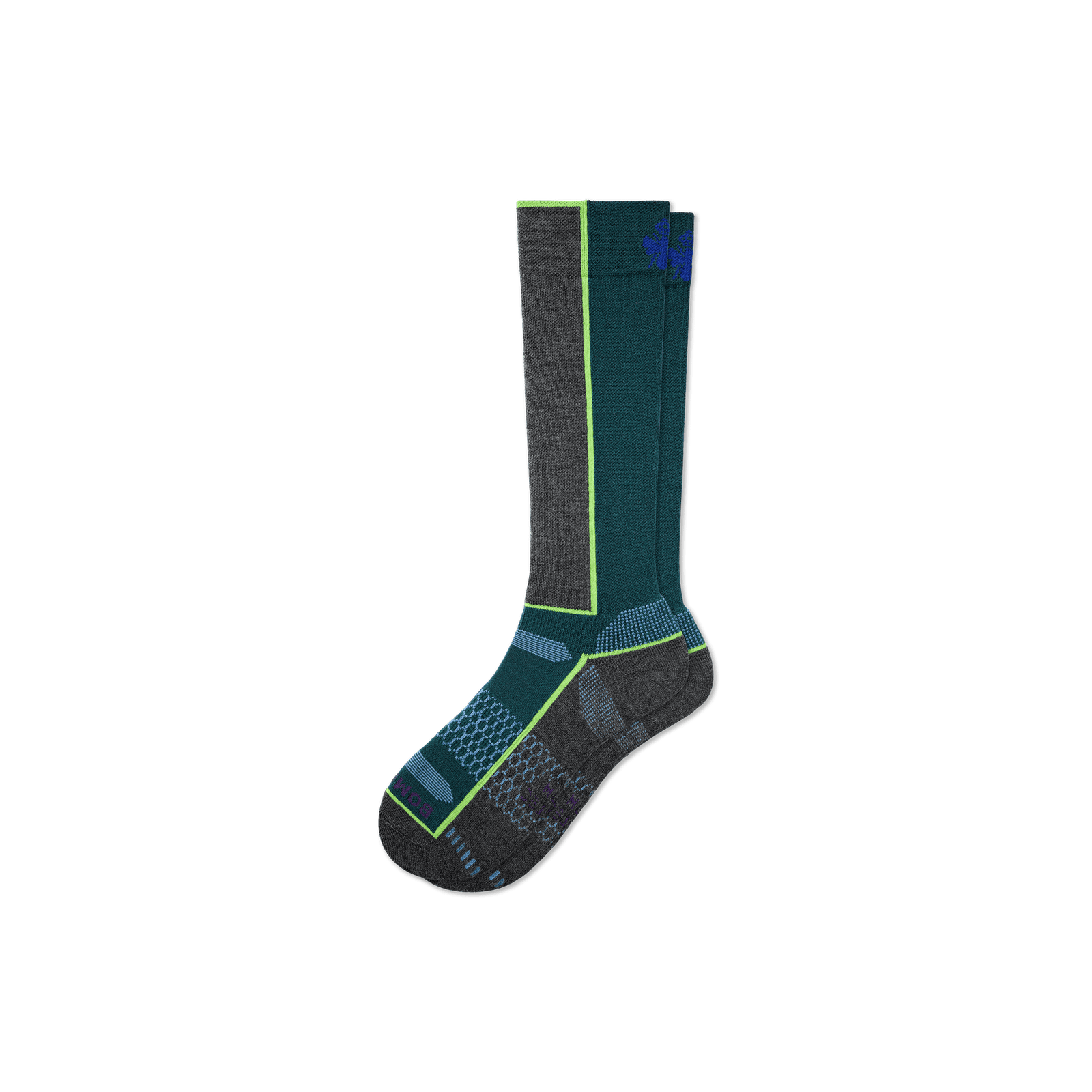 Merino Wool Blend Mid-Cushion Ski & Snowboard Socks Midnight Teal L
