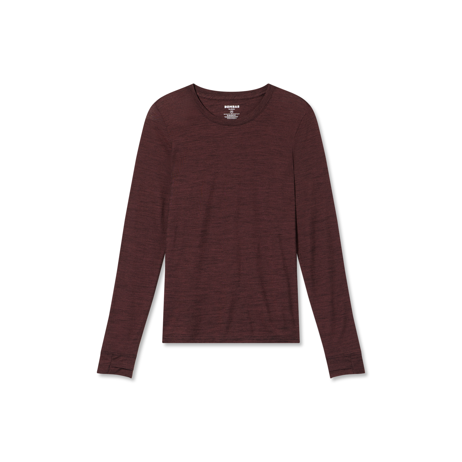 Women's Merino Blend Crew Neck Long Sleeve T-Shirt - Berry Dusk L [7056]