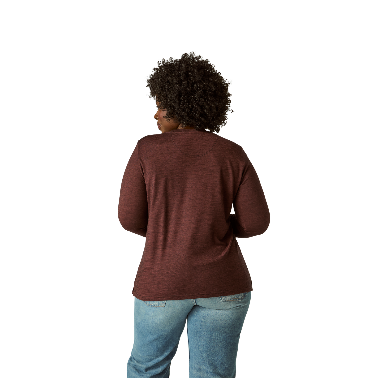 Women's Merino Blend Crew Neck Long Sleeve T-Shirt - Berry Dusk WO2 [7056]