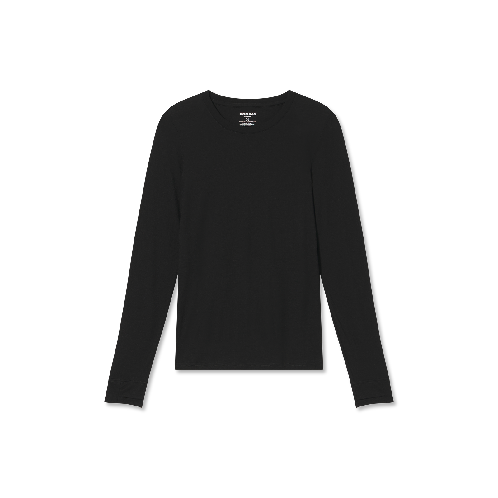 Women's Merino Blend Crew Neck Long Sleeve T-Shirt black-layflat-1-transparent