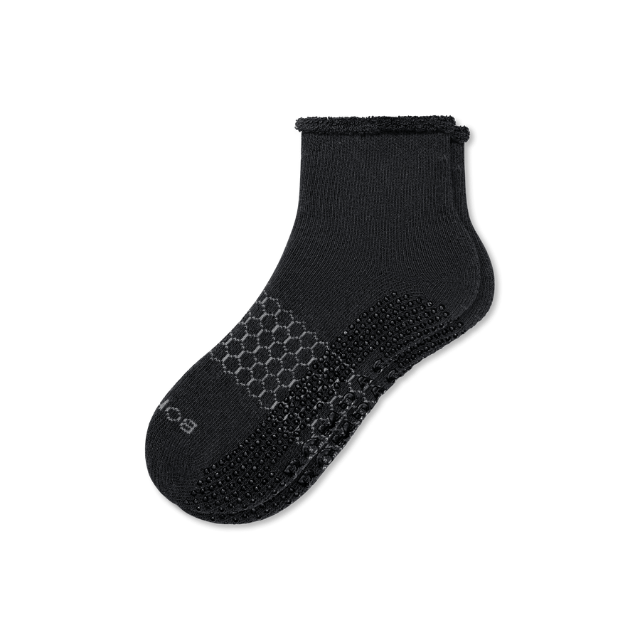 Men's Merino Wool Blend Roll-Top Gripper House Socks - Classic Cushion