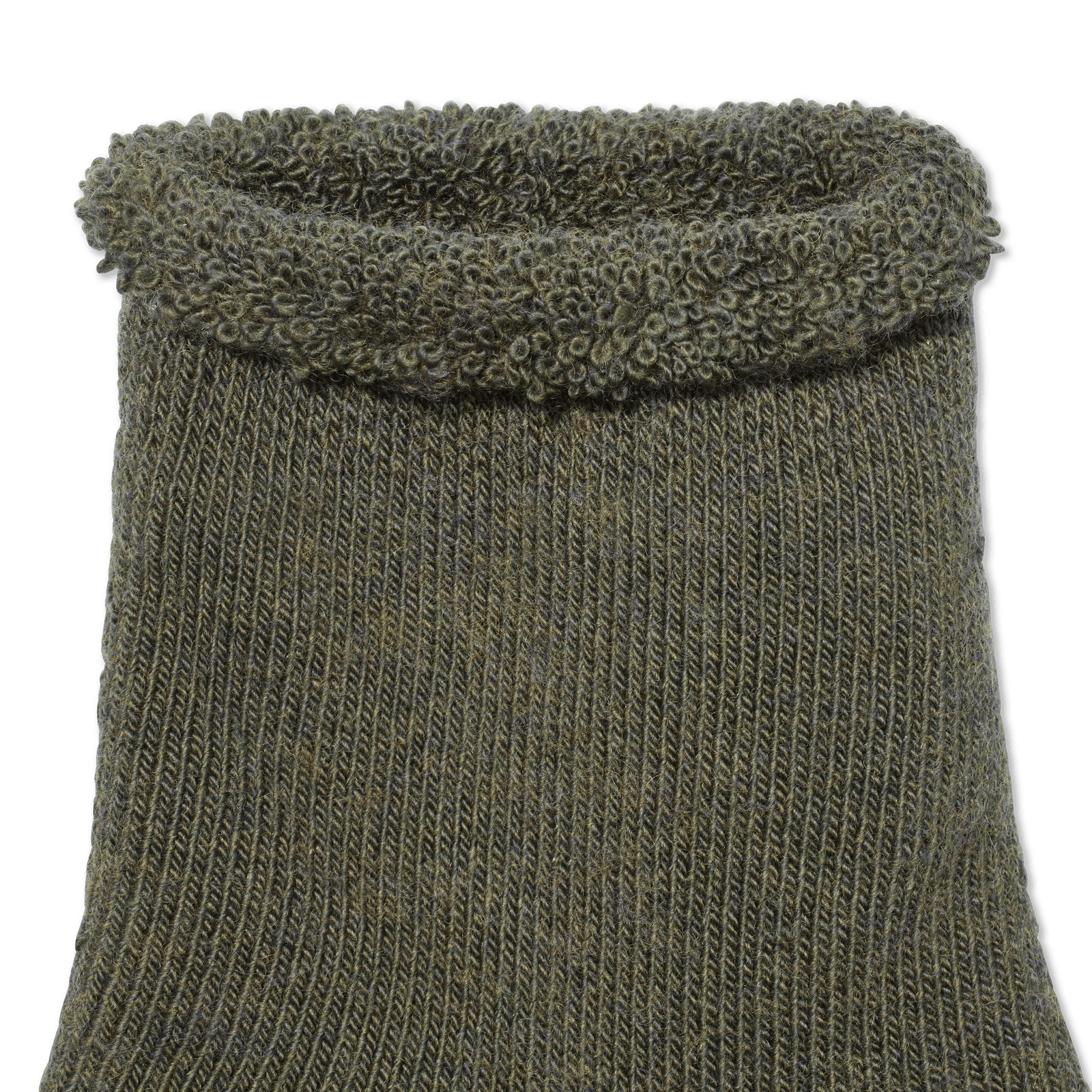 Merino Wool Blend Roll Top Gripper House Socks - Soft Olive Heather Detail [7240]