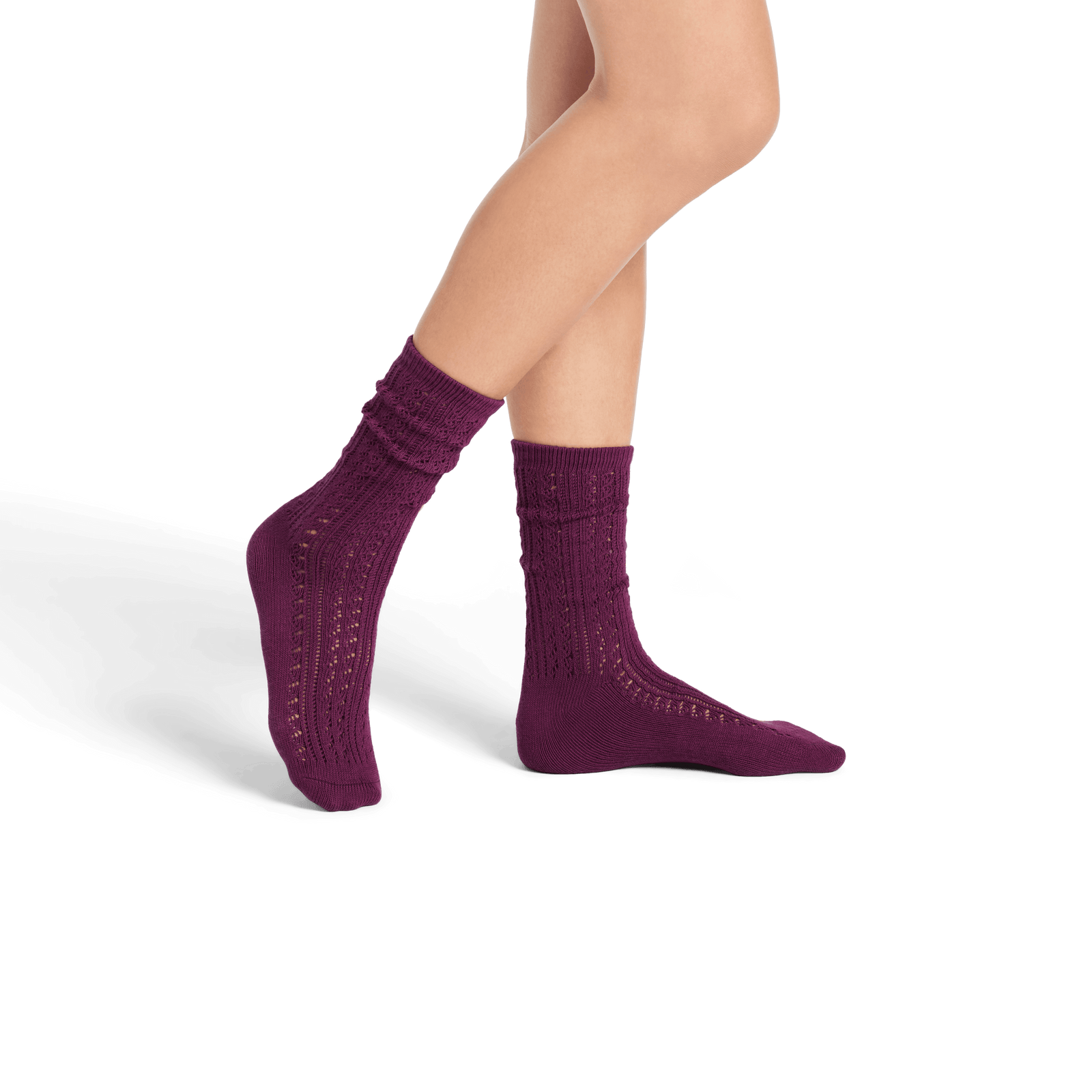 Women’s Pointelle Calf Sock - Plum Night WO2 [8086]
