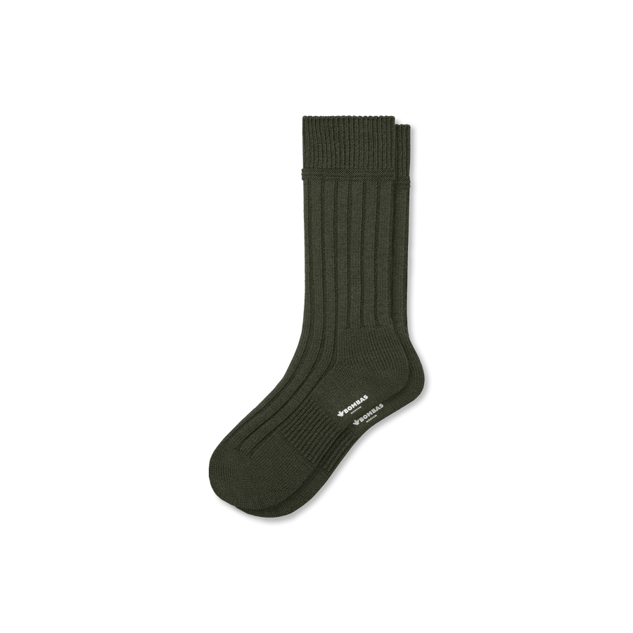 Men's Merino Cashmere Blend Rib Calf Socks - Cozy Court Comfort