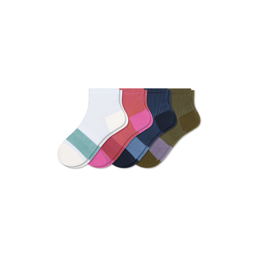 Youth Lightweight Stripe Quarter Sock 4-Pack - Studio Weekend Support