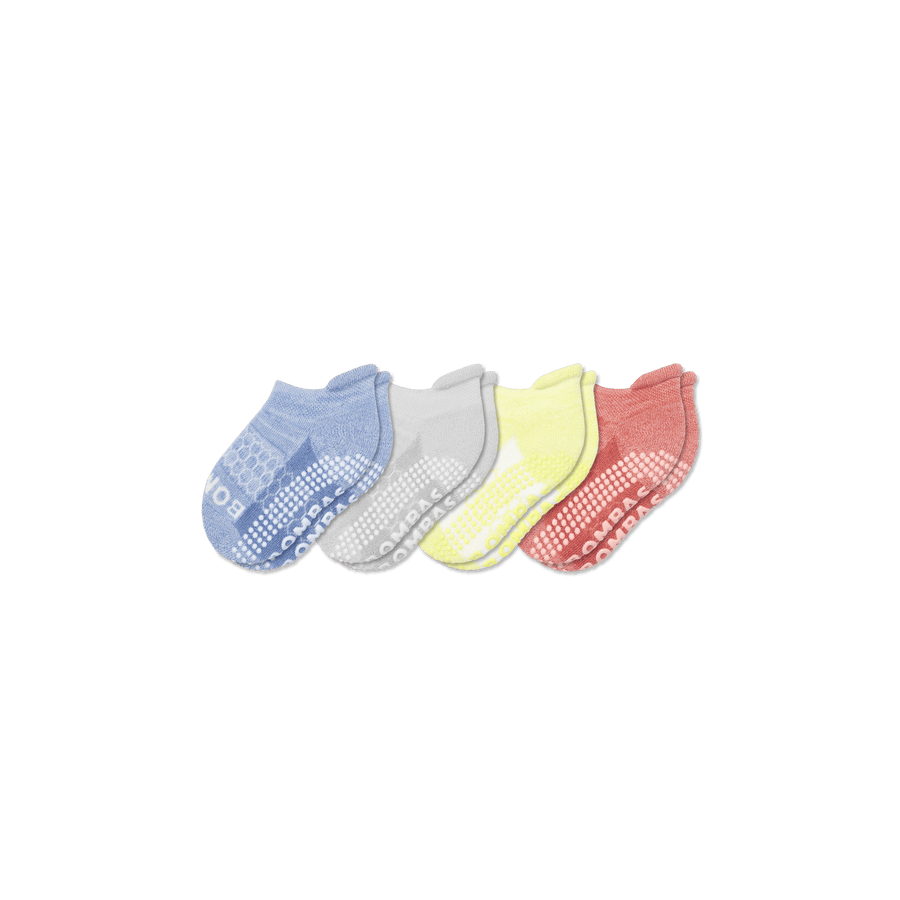 Toddler Two Tone Gripper Ankle Sock 4-Pack - Easy Weekend Rotation