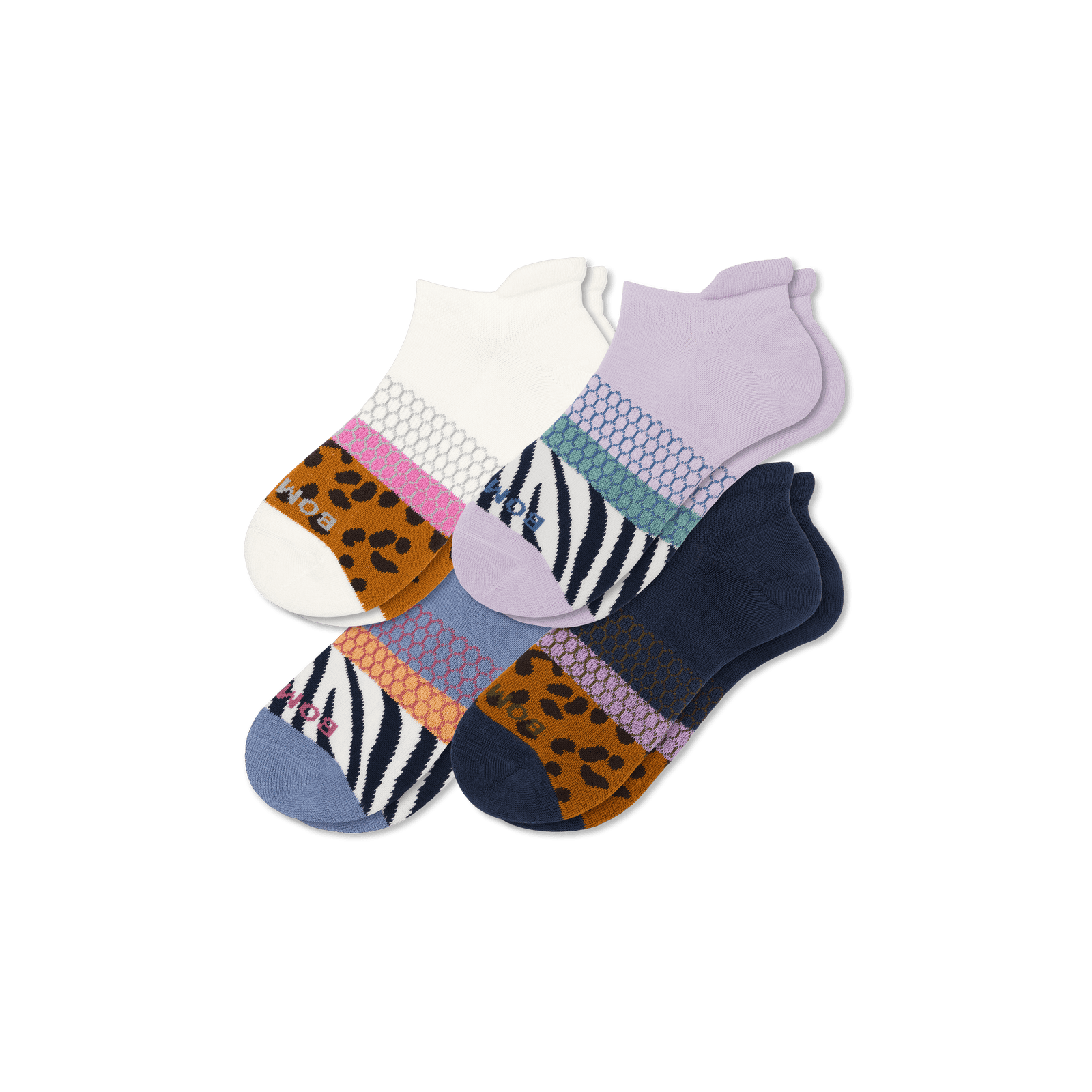 Women’s Wild Wear Ankle Sock 4-Pack - Navy Purple Mix L [8231]