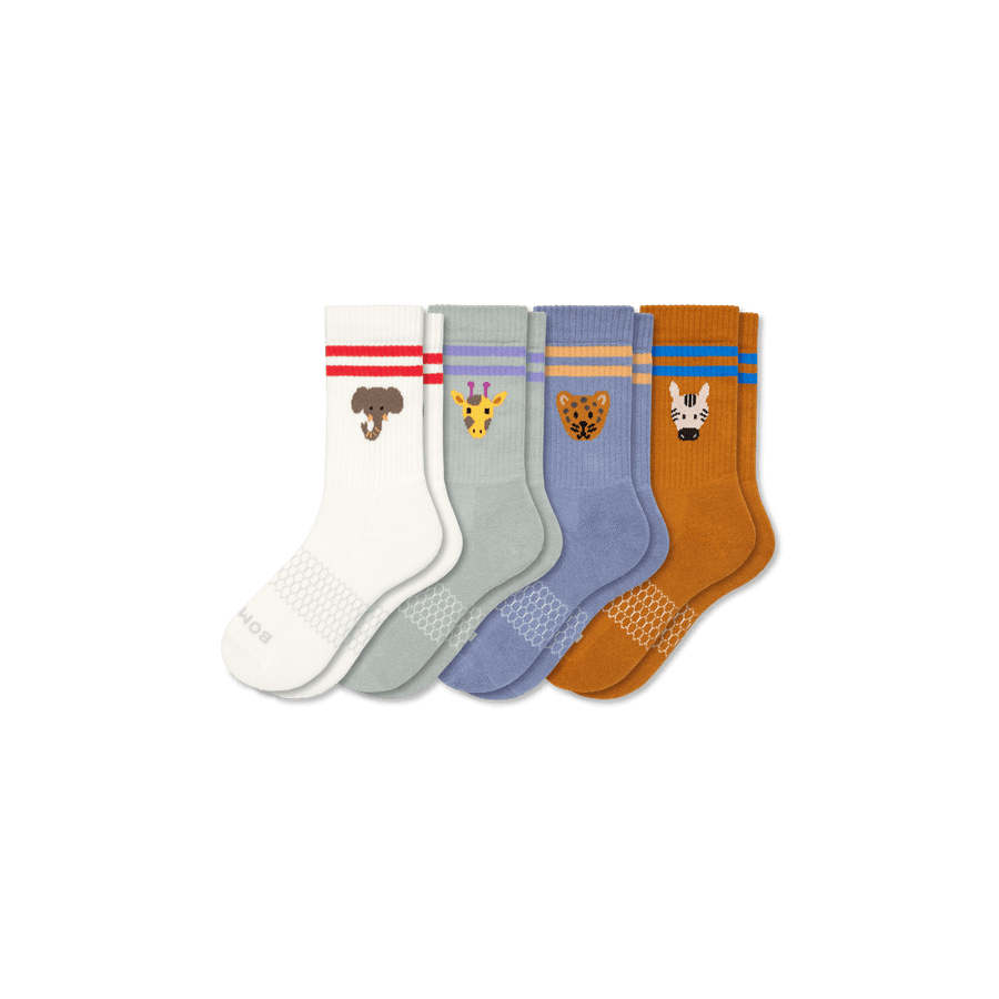 Youth Safari Stripe Calf Sock 4-Pack - Active Low Cut Move