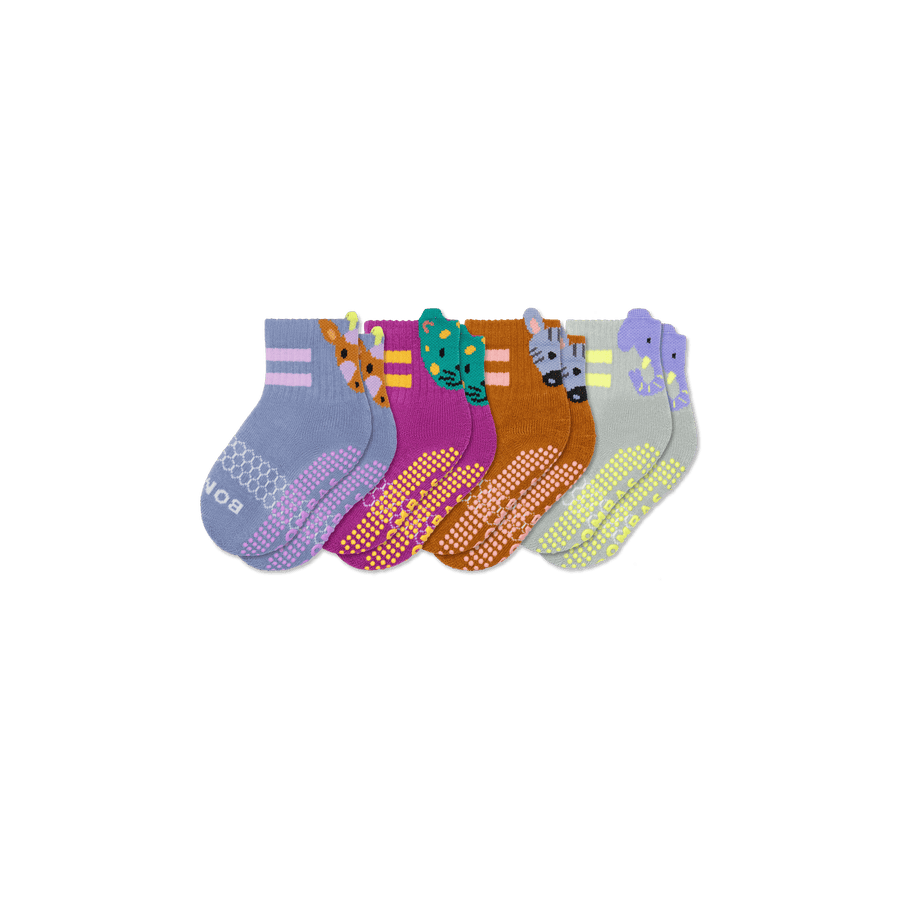 Toddler Safari Stripe Gripper Calf Sock 4-Pack - Daily Low Cut Rotation