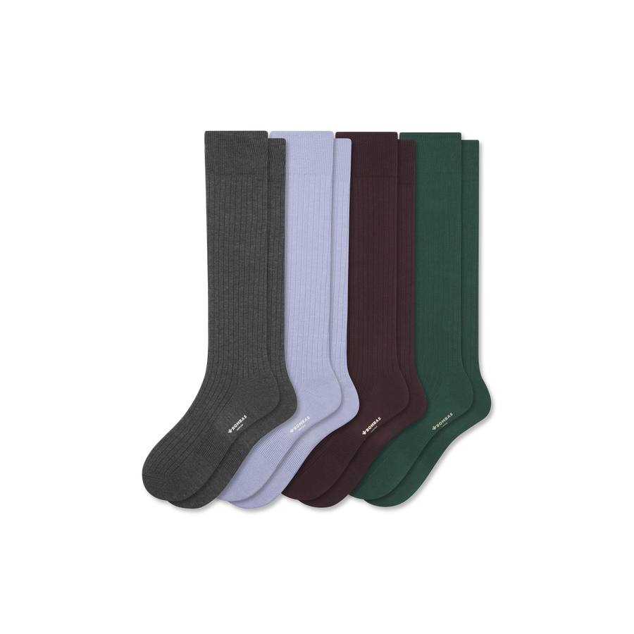 Men's Ribbed Dress Over the Calf Sock 4-Pack - Outdoor Home Step