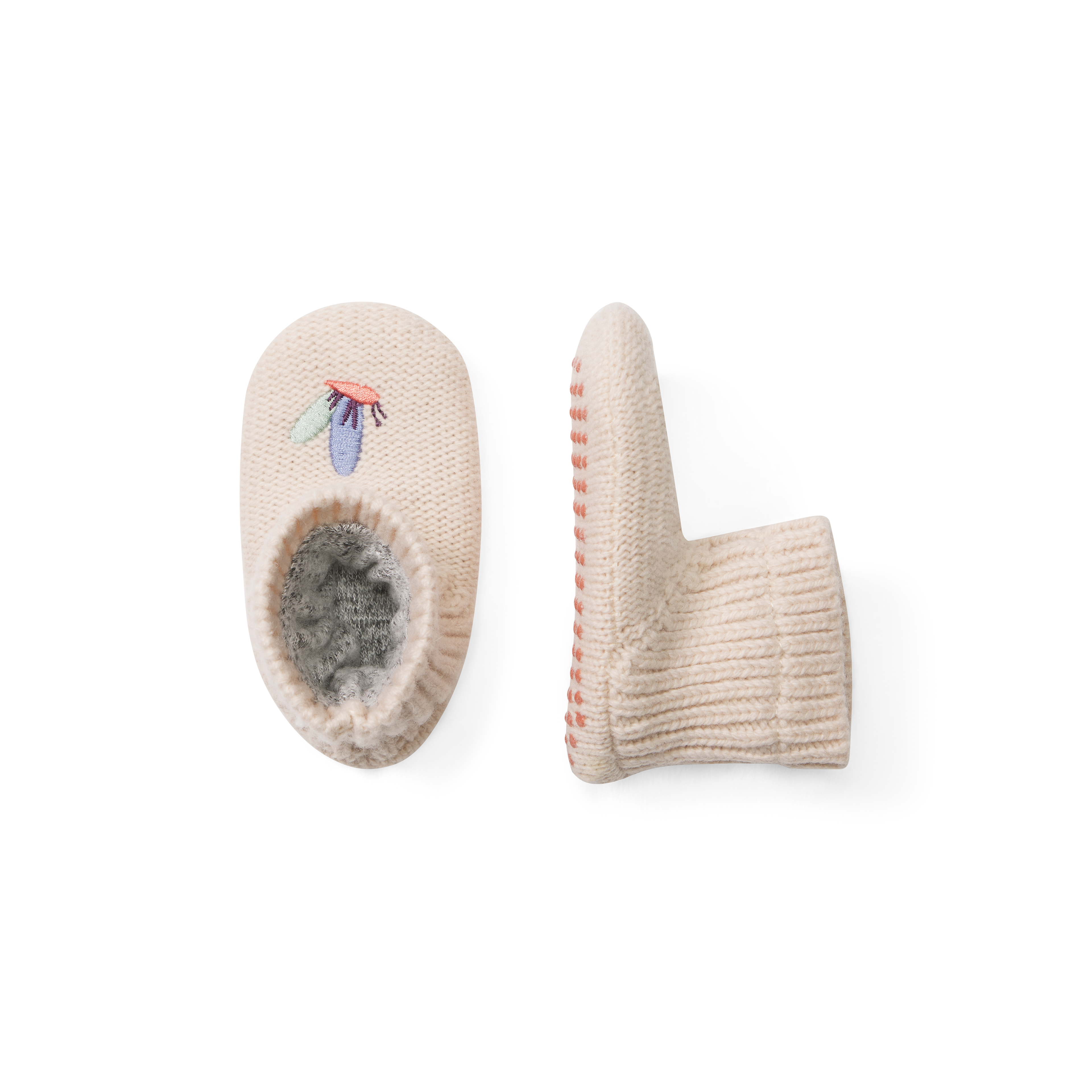 Baby Gripper Slipper - Blush Sand L Front + Side [8518]