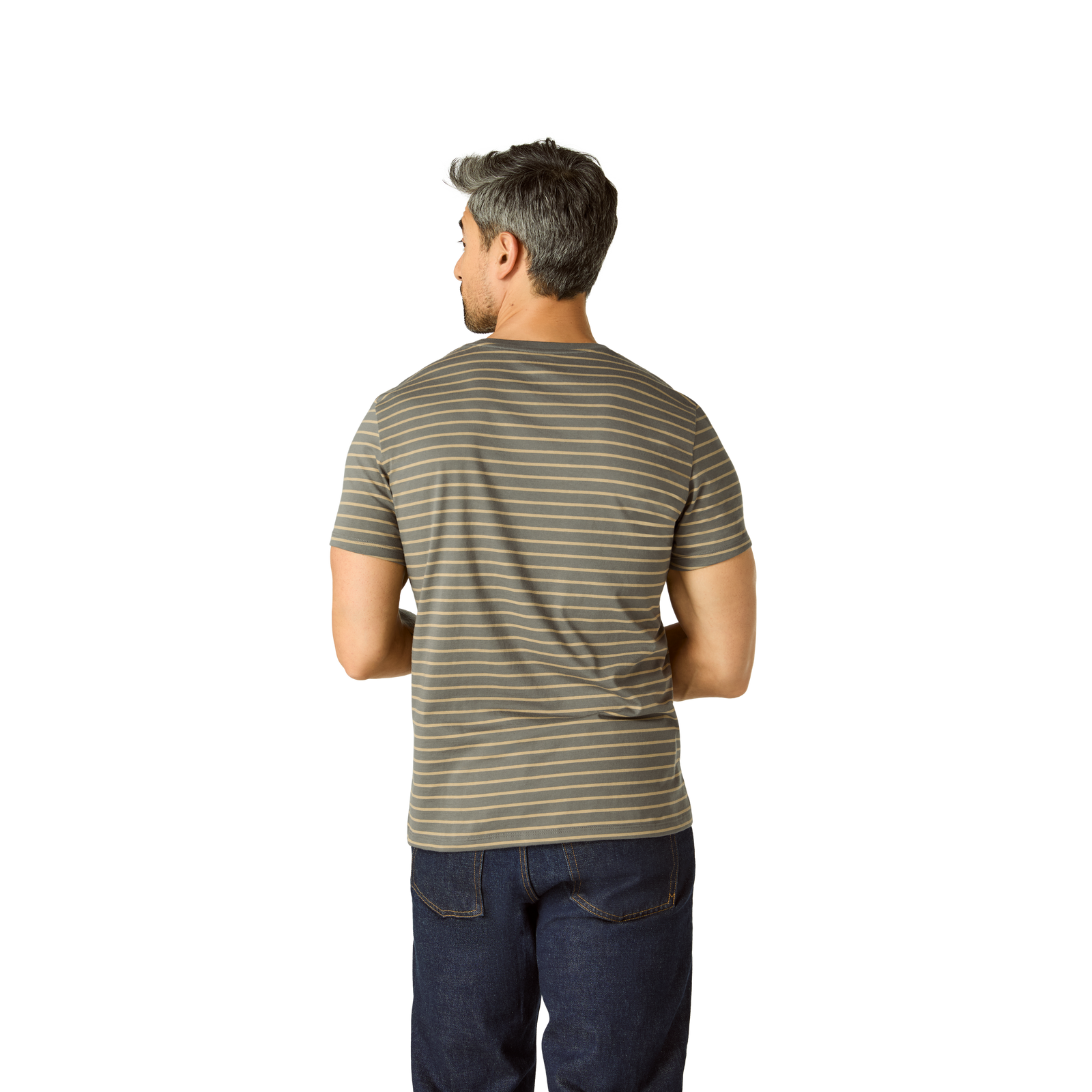 Men's Classic Fit Pima Cotton Crew Neck T-Shirt - Boulder Stripe MO2 [8525]